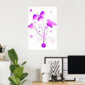 Schmetterlinge mit Blume Poster (Heimbüro)