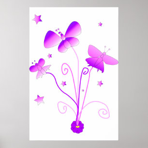 Schmetterlinge mit Blumenposter Poster