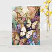 Schmetterlinge mit braunen und weißen schönen Farb Karte (Gelbe Blume)