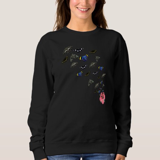 Schmetterlinge mit Hibiskus-Blume Sweatshirt (Vorderseite)