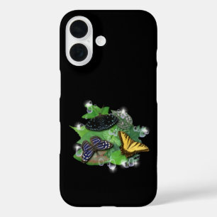 Schmetterlinge mit Leaf Raindrops und Stars iPhone 16 Hülle