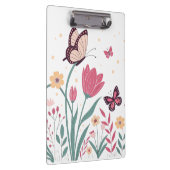 Schmetterlinge mit rosa Tulips und gelben Milben Klemmbrett (Rechts)