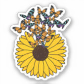 Schmetterlinge mit Sonnenblumen Aufkleber (Vorderseite)