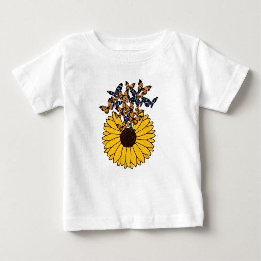 Schmetterlinge mit Sonnenblumen Baby T-shirt (Vorderseite)