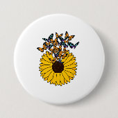 Schmetterlinge mit Sonnenblumen Button (Vorderseite)
