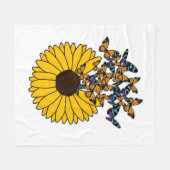 Schmetterlinge mit Sonnenblumen Fleecedecke (Vorderseite (Horizontal))
