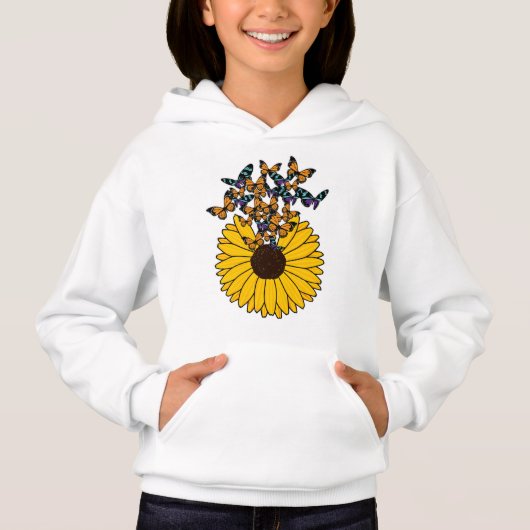 Schmetterlinge mit Sonnenblumen Hoodie (Vorderseite)