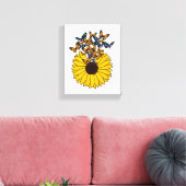Schmetterlinge mit Sonnenblumen Leinwanddruck (Insitu (Wohnzimmer))