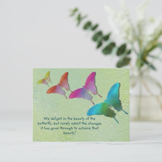 Schmetterlinge mit Sprichwort Postkarte (Stehend Vorderseite)