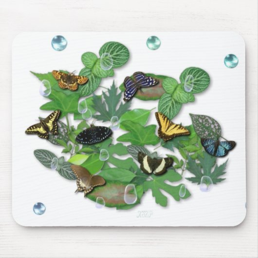 Schmetterlinge, mit wem, Regentropfen Perlen Mousepad (Vorne)