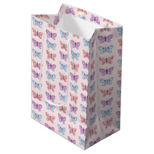 Schmetterlinge Mittlere Geschenktüte (Vorderseite Schrägansicht)