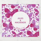 Schmetterlinge Moderne Boho Wasserfarbe Magenta Ro Bierflaschenetikett (Einzelnes Label)
