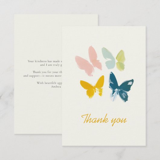 Schmetterlinge Moderne Dankeschön Karte (Vorne/Hinten)