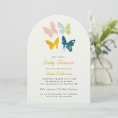 Schmetterlinge moderne neutrale Babydusche Einladung (Stehend Vorderseite)