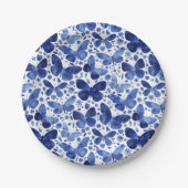Schmetterlinge Modernes Aquarellblau Pappteller (Vorderseite)