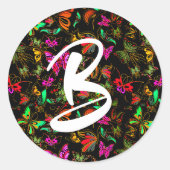Schmetterlinge Monogramm Runder Aufkleber (Vorderseite)