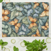 Schmetterlinge Muster Blau Grün Gelbe Schattierung Geschirrtuch (Gefaltet)