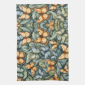 Schmetterlinge Muster Blau Grün Gelbe Schattierung Geschirrtuch (Vertikal)