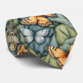 Schmetterlinge Muster Blau Grün Gelbe Schattierung Krawatte (Gerollt)