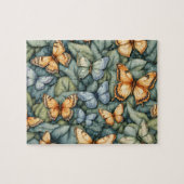 Schmetterlinge Muster Blau Grün Gelbe Schattierung Puzzle (Horizontal)