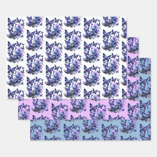 Schmetterlinge Muster Cosmic Sparkle Geschenkpapier Set (Set)