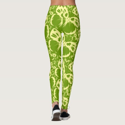 Schmetterlinge Muster Hintergrund Grün Leggings (Rückseite)