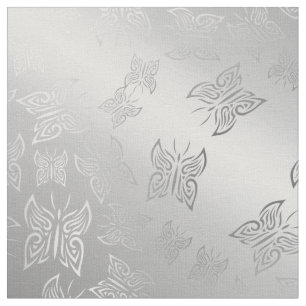 Schmetterlinge Muster Silber Stoff