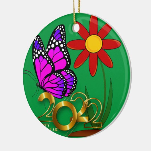 Schmetterlinge, Neujahr, 2022, Weihnachts-Triptych Keramik Ornament (Links)