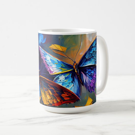 Schmetterlinge Ölgemälde Design 3 Tasse Kaffee (VorderseiteRechts)