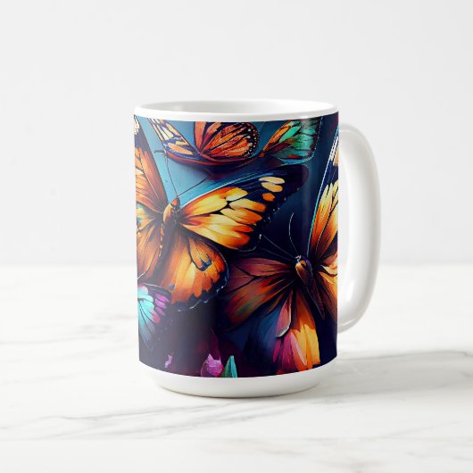 Schmetterlinge Ölgemäldedesign12 Kaffeemaschine Ta Kaffeetasse (VorderseiteRechts)