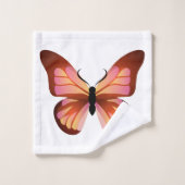 Schmetterlinge Orange Pink Black Pattern Badhandtuch Set (Waschlappen)