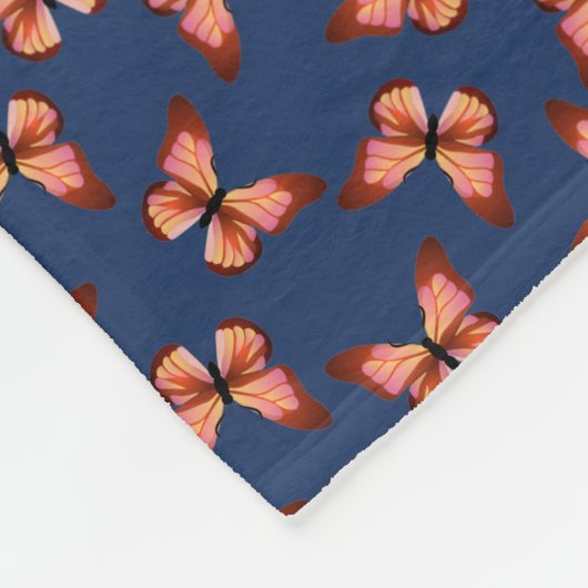 Schmetterlinge Orange Pink Black Pattern Fleecedecke (Ecke)