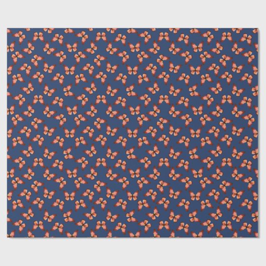 Schmetterlinge Orange Pink Black Pattern Geschenkpapier (Flach)