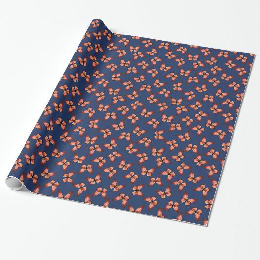 Schmetterlinge Orange Pink Black Pattern Geschenkpapier (Ungerollt)