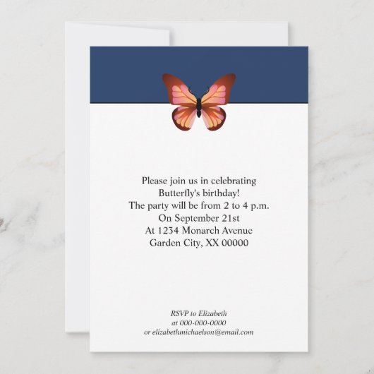 Schmetterlinge Orange Pink Black Pattern Party Einladung (Vorderseite)