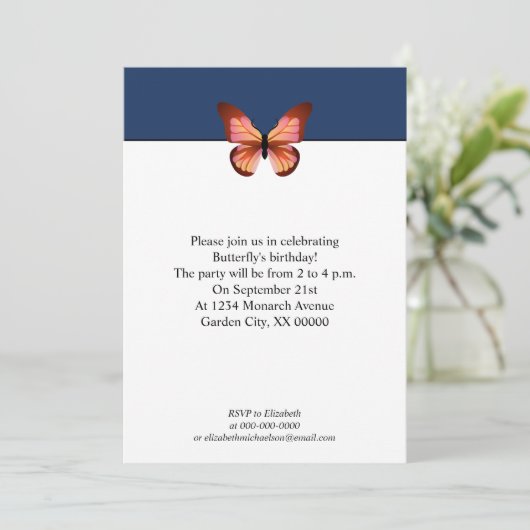 Schmetterlinge Orange Pink Black Pattern Party Einladung (Stehend Vorderseite)