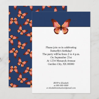 Schmetterlinge Orange Pink Black Pattern Party Einladung