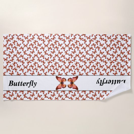 Schmetterlinge Orange Pink Black Pattern Strandtuch (Vorderseite)