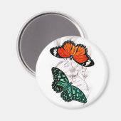 Schmetterlinge - orange und grün magnet (Vorderseite/Rückseite)