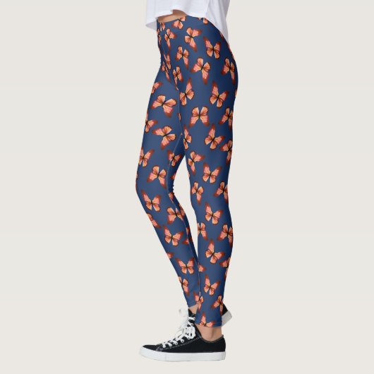 Schmetterlinge Orangefarbenes rosa und schwarzes M Leggings (Links)