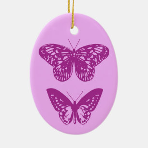 Schmetterlinge, Orchid und Amethyst Lila Keramik Ornament