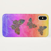 Schmetterlinge Pastel Rainbow *Personalize* Case-Mate iPhone Hülle (Rückseite (Horizontal))