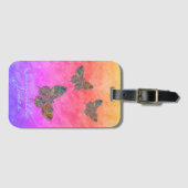 Schmetterlinge Pastel Rainbow *Personalize* Gepäckanhänger (Vorderseite (Horizontal))