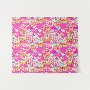 Schmetterlinge, Pastelle auf Fuchsienrosa Wandteppich