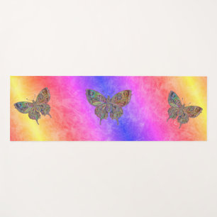 Schmetterlinge Pastellfarben Rainbow Stripes Yogamatte
