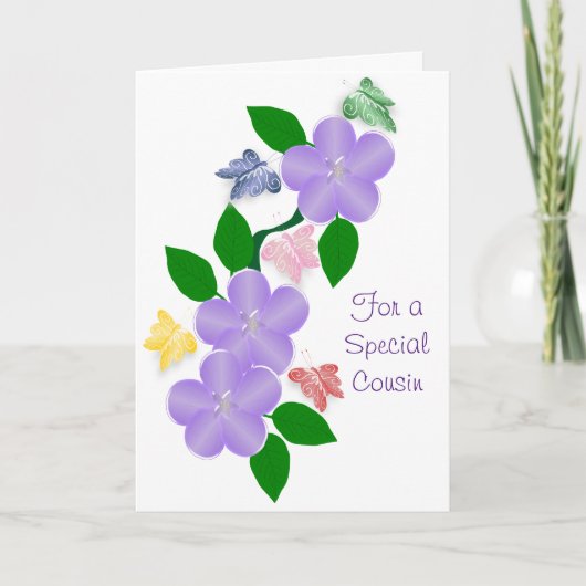 Schmetterlinge Personalisierter Cousin Geburtstag Karte (Vorderseite)