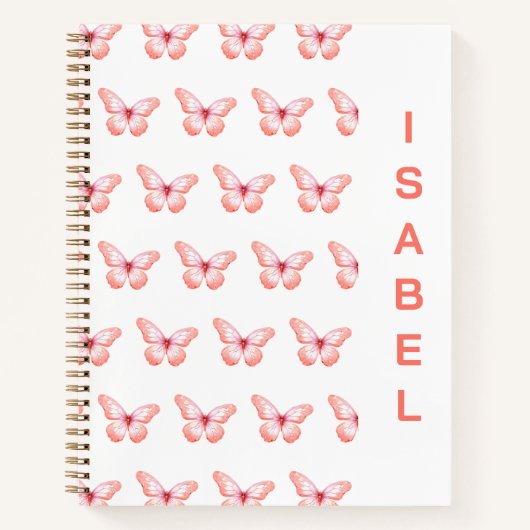 Schmetterlinge pfirsichgoldene Rose Notizblock (Vorderseite)