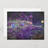 Schmetterlinge Pilzwald Fantasy Postkarte (Vorne/Hinten)