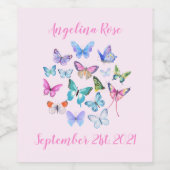 Schmetterlinge ~ Pink Food and Beverage Label Set Weinetikett (Einzelnes Label)