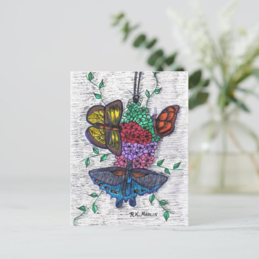 Schmetterlinge Postkarte (Stehend Vorderseite)